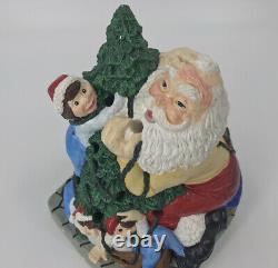 Accents Unlimited Santa w Elves Lighted Christmas Tree Vtg 1980s Hand Painted