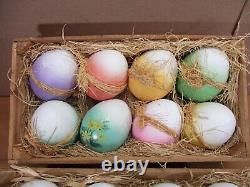 Adorable K's Collection Large Decorative Ceramic Easter Eggs Straw & Crate Lot