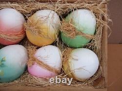 Adorable K's Collection Large Decorative Ceramic Easter Eggs Straw & Crate Lot