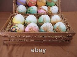 Adorable K's Collection Large Decorative Ceramic Easter Eggs Straw & Crate Lot