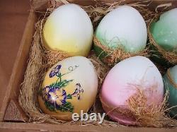 Adorable K's Collection Large Decorative Ceramic Easter Eggs Straw & Crate Lot