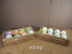 Adorable K's Collection Large Decorative Ceramic Easter Eggs Straw & Crate Lot
