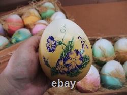 Adorable K's Collection Large Decorative Ceramic Easter Eggs Straw & Crate Lot