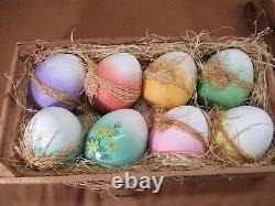 Adorable K's Collection Large Decorative Ceramic Easter Eggs Straw & Crate Lot