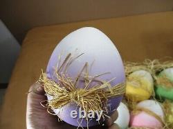 Adorable K's Collection Large Decorative Ceramic Easter Eggs Straw & Crate Lot