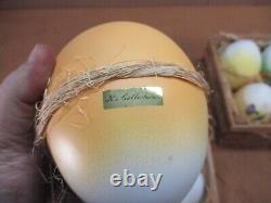 Adorable K's Collection Large Decorative Ceramic Easter Eggs Straw & Crate Lot