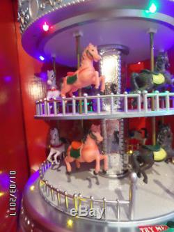 Animated Musical Lighted Double Decker Carousel Christmas Decor