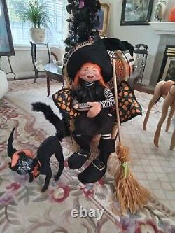 Annalee 30 Inch Witch With Chair, Cat, And Ceramic Hershey Bar. Perfect