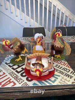 Annalee Lot of 4 Turkeys Thanksgiving- Fall