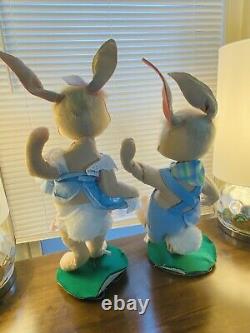 Annalee Vintage 20 Inch Set Of 2 20 Inch Boy Girl Bunny Blue White Heart Eyelet