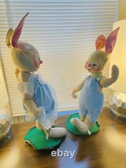 Annalee Vintage 20 Inch Set Of 2 20 Inch Boy Girl Bunny Blue White Heart Eyelet