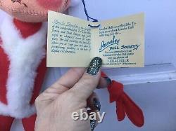 Annelee #7448 red Christmas 22 elf with black hair & tag Doll