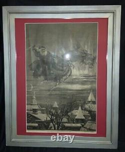 Antique 1879 Framed'harper's Bazar' Newspaper Illustration Thomas Nast Santa