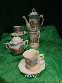 Antique 1910-20 (SANTA) CHRISTMAS GERMAN GUARDIAN ANGEL 5PC CHILD'S TEA SET