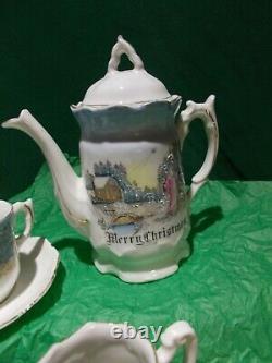 Antique 1910-20 (SANTA) CHRISTMAS GERMAN GUARDIAN ANGEL 5PC CHILD'S TEA SET