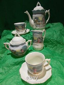 Antique 1910-20 (SANTA) CHRISTMAS GERMAN GUARDIAN ANGEL 5PC CHILD'S TEA SET