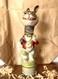 Antique 1920s German Easter Bunny Rabbit Banjo Painted Nodder Candy Container