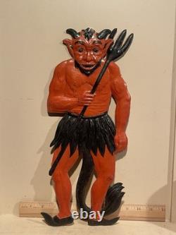 Antique 1920s German Embossed Die Cut Krampus Devil Cardboard Halloween 6 x 15