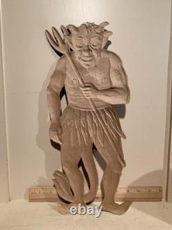 Antique 1920s German Embossed Die Cut Krampus Devil Cardboard Halloween 6 x 15