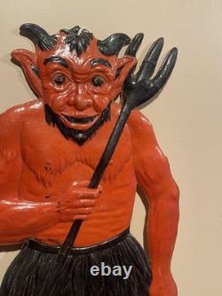 Antique 1920s German Embossed Die Cut Krampus Devil Cardboard Halloween 6 x 15