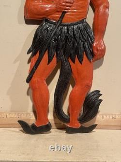 Antique 1920s German Embossed Die Cut Krampus Devil Cardboard Halloween 6 x 15