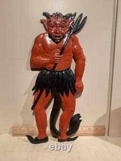 Antique 1920s German Embossed Die Cut Krampus Devil Cardboard Halloween 6 x 15
