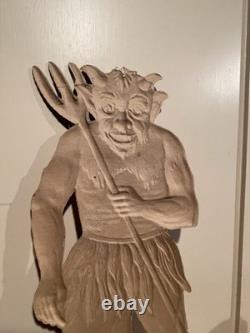 Antique 1920s German Embossed Die Cut Krampus Devil Cardboard Halloween 6 x 15