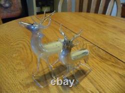 Antique 20's Bimini German Blown Mercury Glass Deer Set of 2