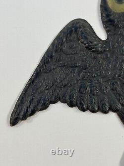 Antique 7.5 Halloween German Embossed Die Cut Black Owl Open WINGS