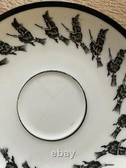 Antique Austria Petersyn Black Witch Fortune Telling Porcelain Tea Cup & Saucer