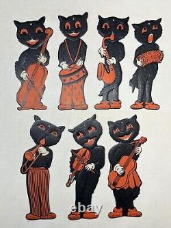 Antique Beistle Luhrs Halloween Diecut Embossed Black Cat Decoration Band Lot