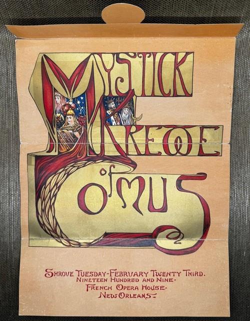 Antique Carnival Invitation New Orleans Mardi Gras 1909 Krewe Comus Scarce