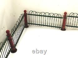 Antique Christmas Fence for a Feather Tree Wood, Wicker, Metal Red & Green