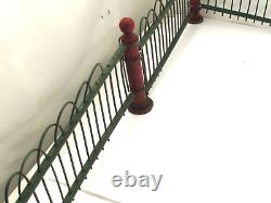 Antique Christmas Fence for a Feather Tree Wood, Wicker, Metal Red & Green