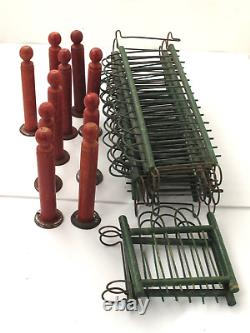 Antique Christmas Fence for a Feather Tree Wood, Wicker, Metal Red & Green