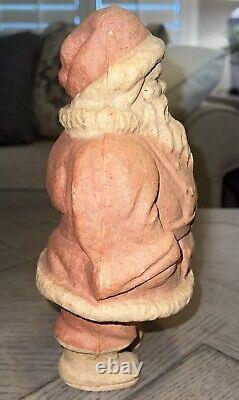 Antique Christmas Pulp Paper Mache Santa Claus Figure 9.5 Inches