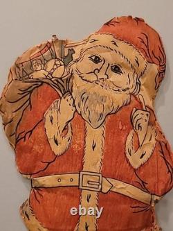 Antique Christmas Santa Doll Crepe Paper Cotton Stuffed XX RARE Dated 1915 24×13