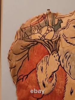 Antique Christmas Santa Doll Crepe Paper Cotton Stuffed XX RARE Dated 1915 24×13