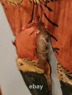 Antique Christmas Santa Doll Crepe Paper Cotton Stuffed XX RARE Dated 1915 24×13