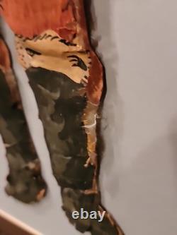 Antique Christmas Santa Doll Crepe Paper Cotton Stuffed XX RARE Dated 1915 24×13