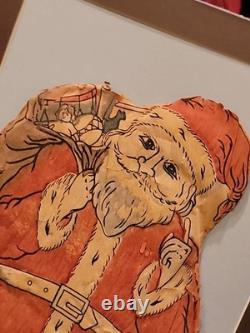 Antique Christmas Santa Doll Crepe Paper Cotton Stuffed XX RARE Dated 1915 24×13