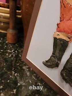 Antique Christmas Santa Doll Crepe Paper Cotton Stuffed XX RARE Dated 1915 24×13