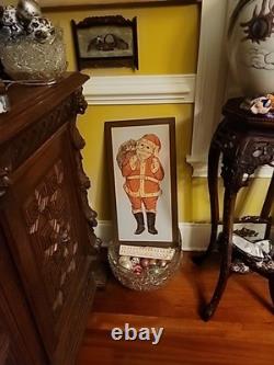 Antique Christmas Santa Doll Crepe Paper Cotton Stuffed XX RARE Dated 1915 24×13