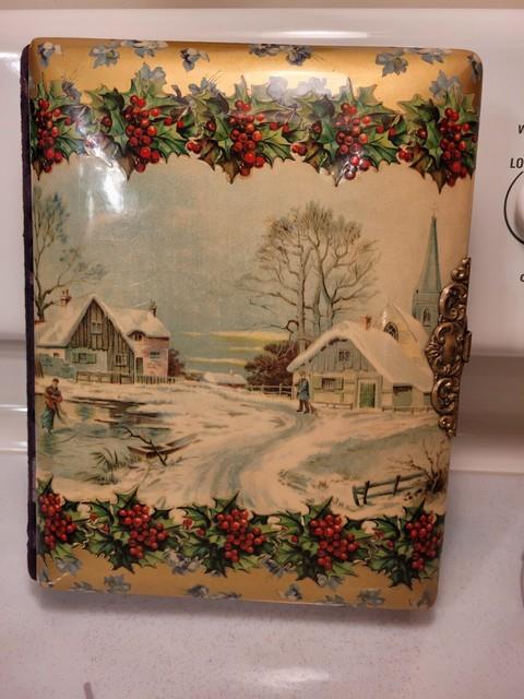 Antique Christmas Scene Celluloid Photo Album & Real Photo French Xmas Postcards