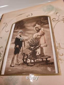 Antique Christmas Scene Celluloid Photo Album & Real Photo French Xmas Postcards Antique Christmas Scene Celluloid Photo Album & Real Photo French Xmas Postcards