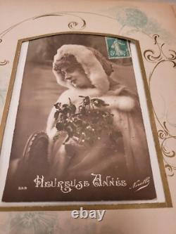 Antique Christmas Scene Celluloid Photo Album & Real Photo French Xmas Postcards Antique Christmas Scene Celluloid Photo Album & Real Photo French Xmas Postcards