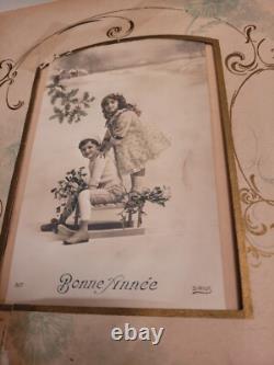 Antique Christmas Scene Celluloid Photo Album & Real Photo French Xmas Postcards Antique Christmas Scene Celluloid Photo Album & Real Photo French Xmas Postcards