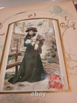 Antique Christmas Scene Celluloid Photo Album & Real Photo French Xmas Postcards Antique Christmas Scene Celluloid Photo Album & Real Photo French Xmas Postcards
