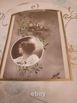 Antique Christmas Scene Celluloid Photo Album & Real Photo French Xmas Postcards Antique Christmas Scene Celluloid Photo Album & Real Photo French Xmas Postcards