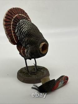 Antique Composition Turkey Candy Container Metal Feet Horsehair Beard 1900's